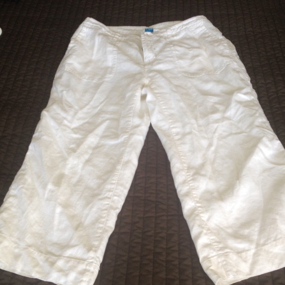 Liz Claiborne fully lined white linen capris