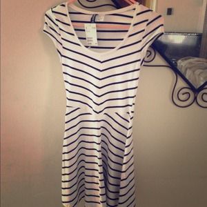 Black/ white stripe cotton dress