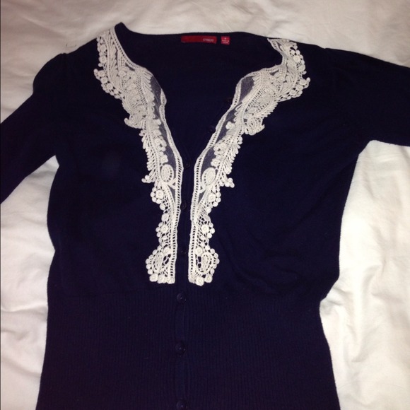 Cute navy with lace cardigan. Price drop!