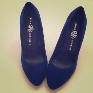 Blue suede heels