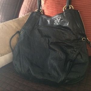 Kooba black distressed leather shoulder bag