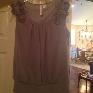 Charcoal grey top with rose detailing