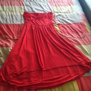 NWOT Coral/Tangerine Strapless High/Low Dress!!!!