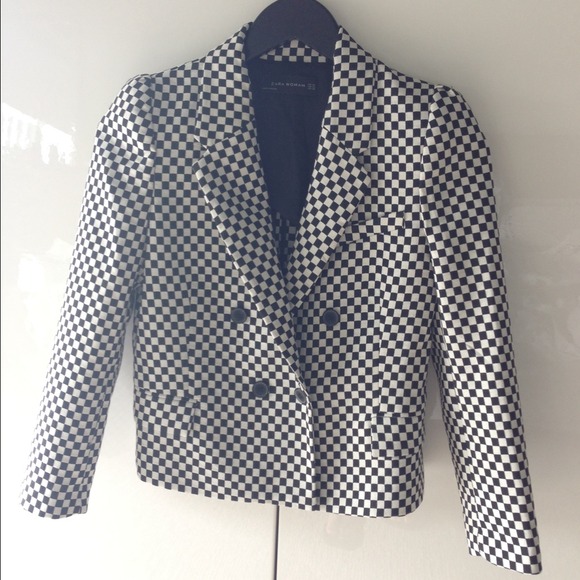 Checkered Black and White Blazer