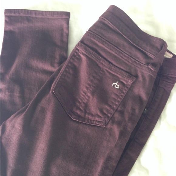 Maroon Rag & Bone Jeans + Blue h&m dress