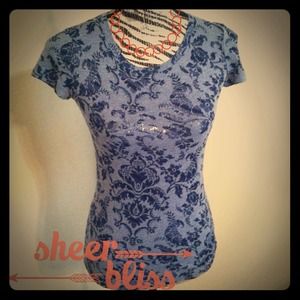 Blue Sheer Damask Tee