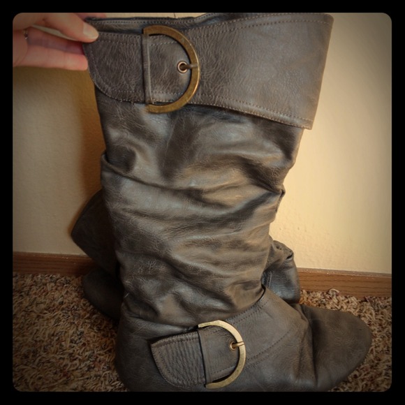 Grey Mid-Calf Boots