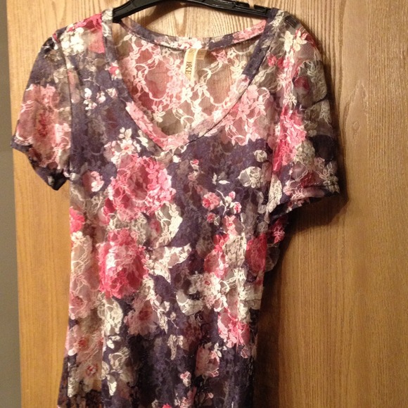 BKE lace floral shirt