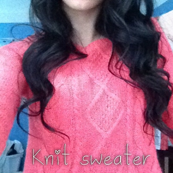 Pink knitted sweater. 😊