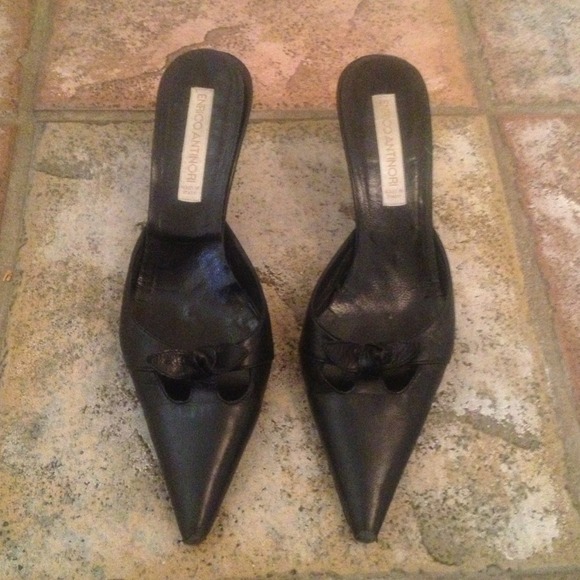 Enrico Antinori Black Leather Mules - Picture 1 of 4