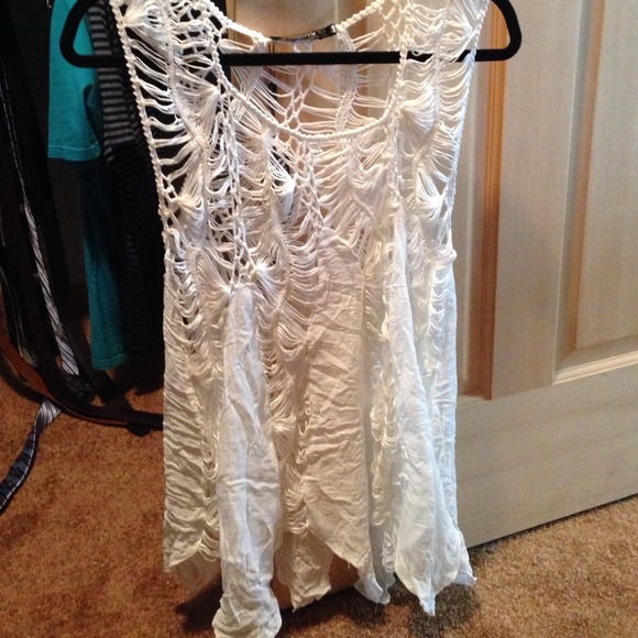 White boho hippie flowy top