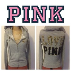 ⛔️HOLD⛔️grey VS PINK zip up