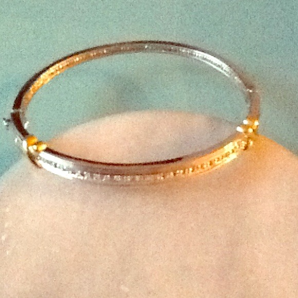 Silver and gold diamond bangle