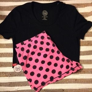 Pink and Black Polka Dot PJ Short w. Tee (Bundle)