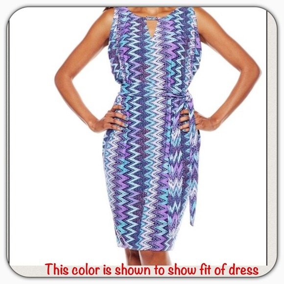 🐝👗PRINTED Dress w/Belt (pink multi) - Picture 3 of 3