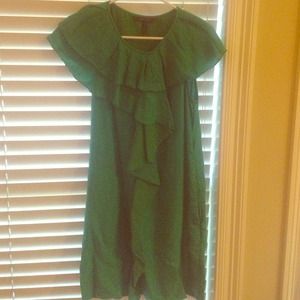 BCBG green ruffle dress
