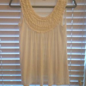 Cream ruffle detail top