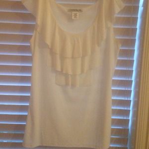 White front ruffle top