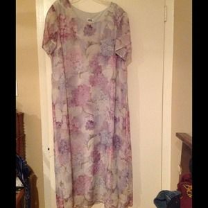 Full length light green floral dress