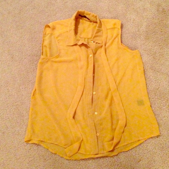 Sheer Yellow Sleeveless Top