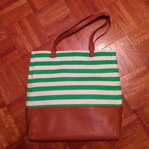 Poppie tan w/green and white stripe hobo