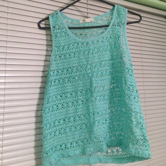 Teal crochet tank