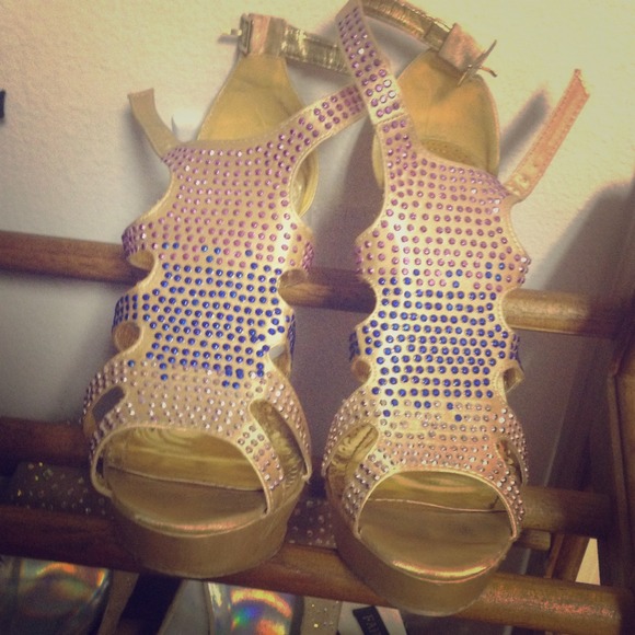 Gold high heels