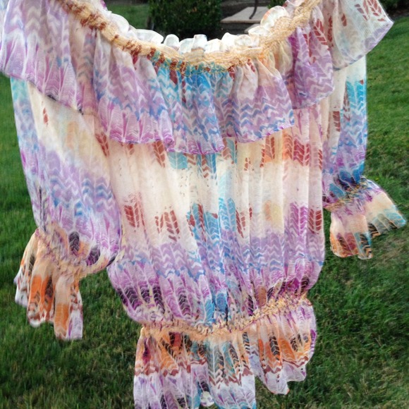 Free people Chevron print off the shoulder top