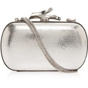 Diane von Furstenberg Lytton Silver Crackle Clutch