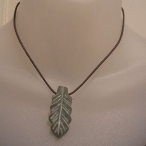 Hand carved green glass leaf from Turkey