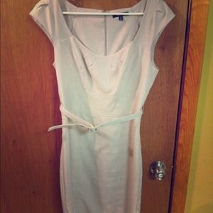 SOLD! Tan fitted dress with matching belt.