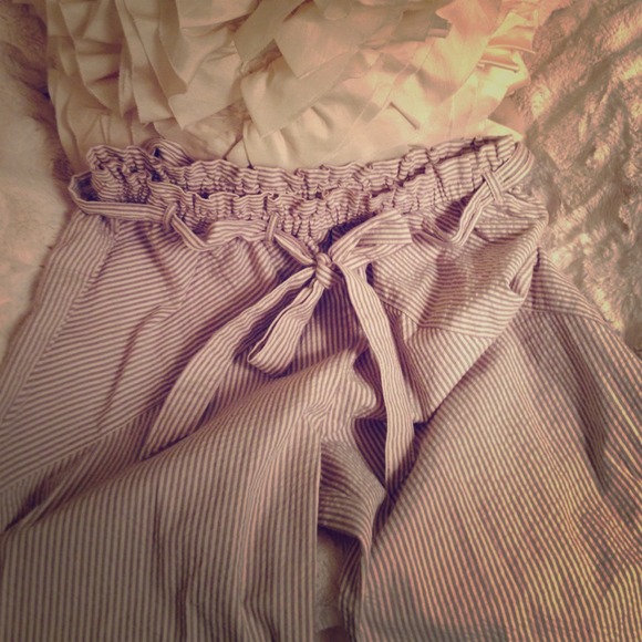 Taupe Seersucker Trousers