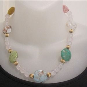 Venetian hand decorated bead necklace.