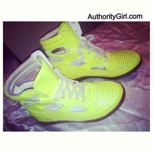 🚫SOLD🚫 Neon Yellow cut-out Wedge Sneakers.