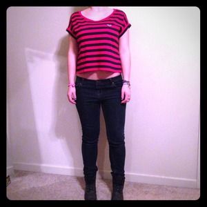 Striped crop top tee