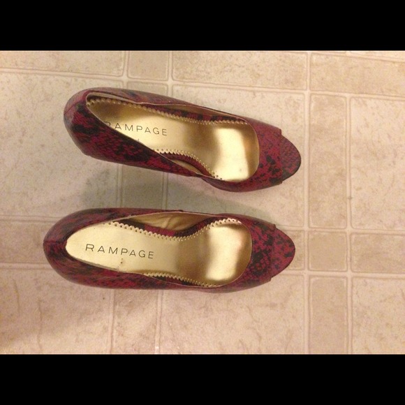 Red and Black Peep Toe Pumps