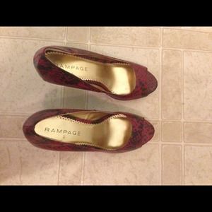 Red and Black Peep Toe Pumps