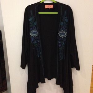 Plus-Size Flower Embellished Peasant Sweater!