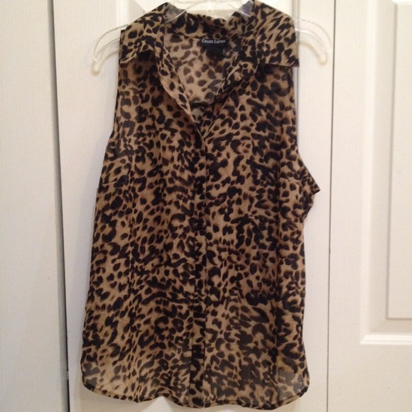 leopard sheer collared shirt 🌸