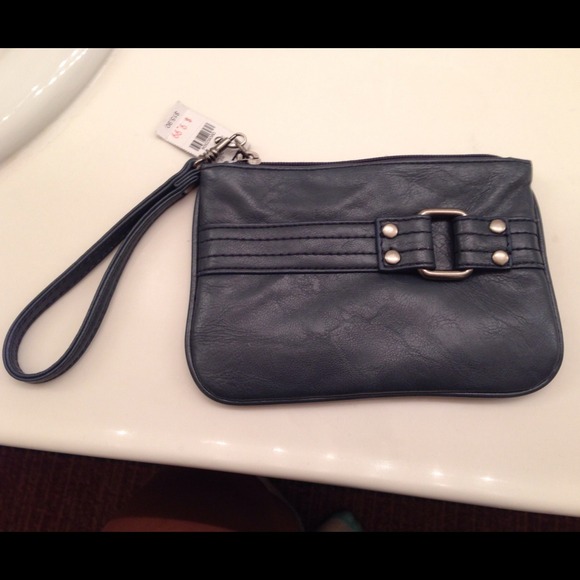 Blue leather wristlet from EXPRESS. NWT
