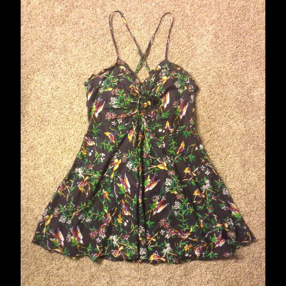 Forever 21 Printed Floral Sundress Birds