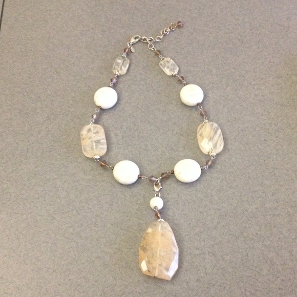 Cream and beige stone necklace