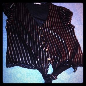 Black see-thru gold stripped tie front top!!!