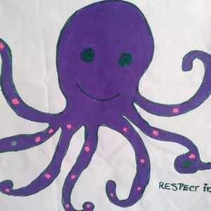 Hand Painted octopus laundry bag