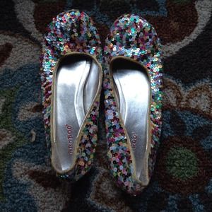 Sequin flat shoes
