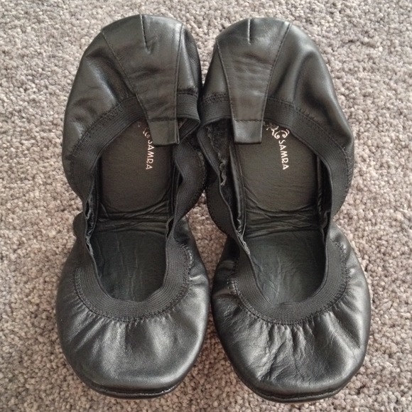 Yosi Samra Leather Foldable Ballet Flats - Black