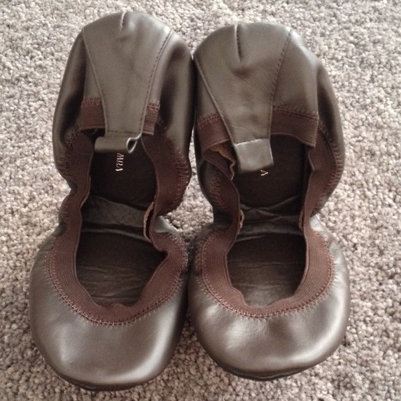 Yosi Samra Leather Foldable Ballet Flats - Brown