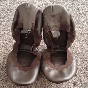 Yosi Samra Leather Foldable Ballet Flats - Brown