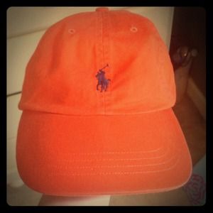 Bright orange and navy Polo hat