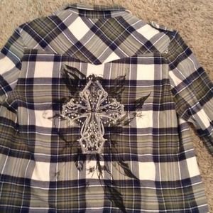 Miss Me flannel button down shirt